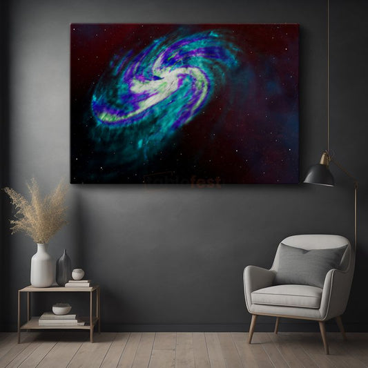 Spiral Galaksi - Turkuaz ve Mor Tonlarında Kozmik Dans Kanvas Tablo