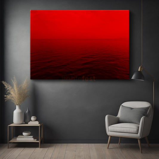 Kızıl Ufuk - Minimalist Deniz Manzarası Kanvas Tablo
