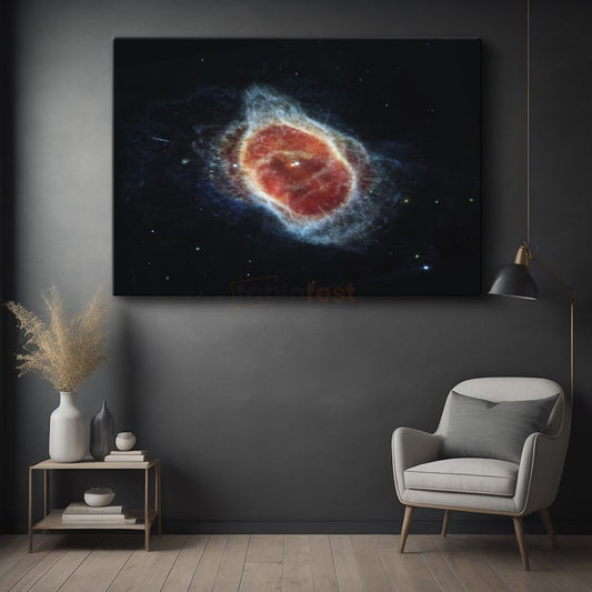 Kozmik Nebula - Uzayın Derinliklerinde Kızıl Parıltı Kanvas Tablo