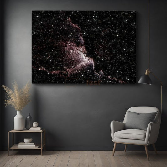 Kozmik Nebula - Yıldızlar Arasında Parıldayan Mor Işıltı Kanvas Tablo
