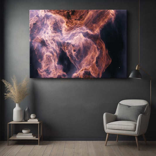 Kozmik Nebula - Mor ve Turuncu Tonlarında Uzay Bulutu Kanvas Tablo