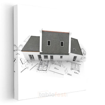 Mimar - Klasik Villa Tasarımı ve Teknik Çizimler Kanvas Tablo