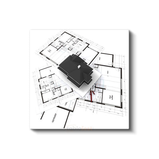 Mimar - Mimari Plan Çizimleri Kanvas Tablo