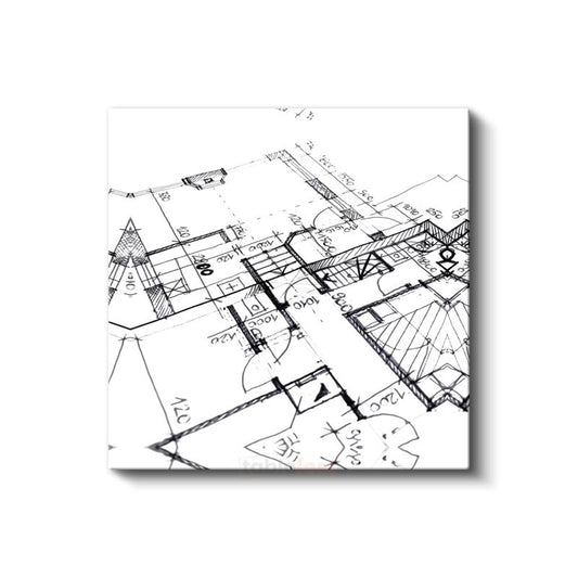 Mimar - Teknik Plan Çizimleri Kanvas Tablo