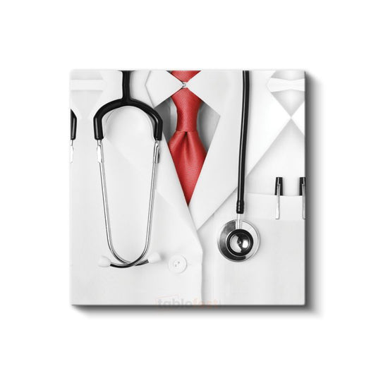 Doktor - Stetoskop ve Kırmızı Kravat Kanvas Tablo
