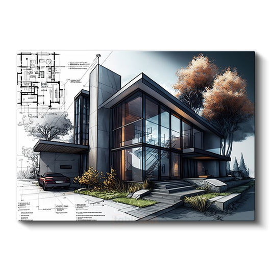 Mimar - Detaylı Proje ve Plan Çizimi Kanvas Tablo