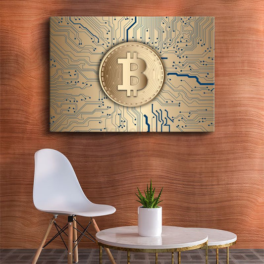 Blockchain Mühendisi - Altın Bitcoin Teknolojisi Kanvas Tablo