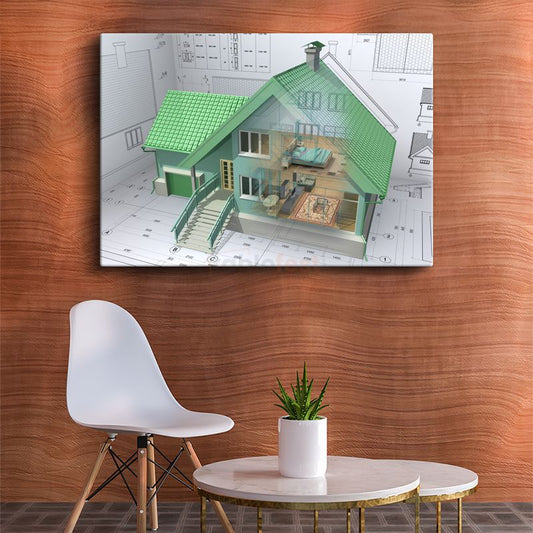 Mimar - Detaylı 3D Ev Tasarımı ve Sanal Gerçeklik Kanvas Tablo