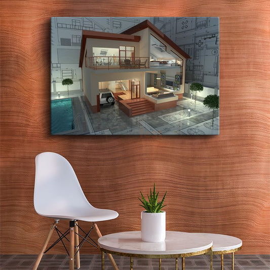 Mimar - Modern Villa Tasarımı ve Konsepti Kanvas Tablo