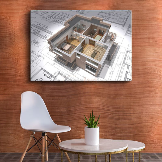 Mimar - Modern Daire Planı Kanvas Tablo