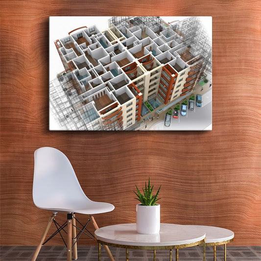İnşaat Mühendisi - Apartman Kompleksi Projesi Kanvas Tablo