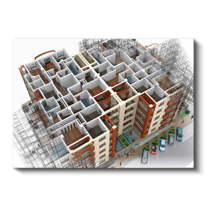 İnşaat Mühendisi - Apartman Kompleksi Projesi Kanvas Tablo