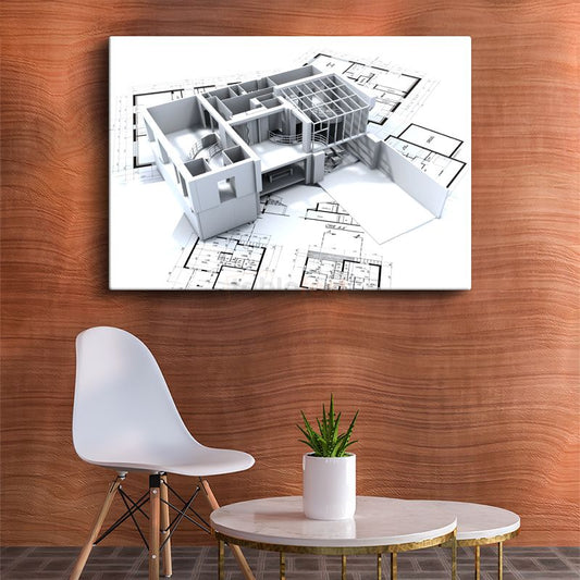 Mimar - Gelişmiş 3D Bina Tasarımı ve Dijital Mimari Kanvas Tablo