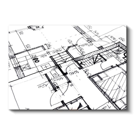 Mimar - Teknik Çizim Detayları Kanvas Tablo