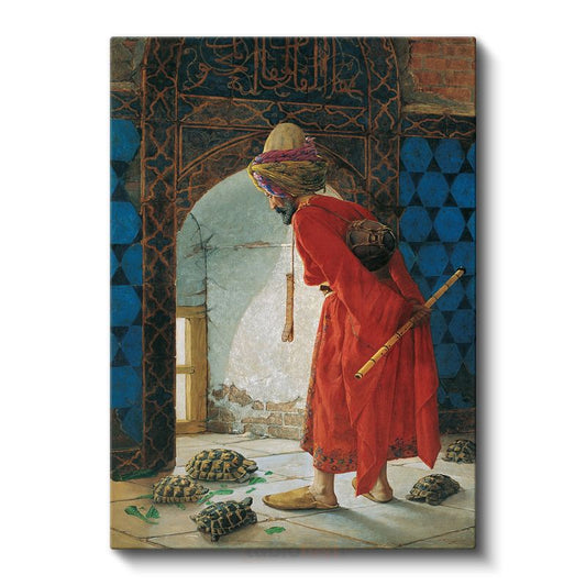 Osman Hamdi Bey - Kaplumbağa Terbiyecisi Kanvas Tablo