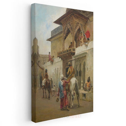 Saray Yaşamı - Osmanlı Konağı Önünde Atlılar Kanvas Tablo