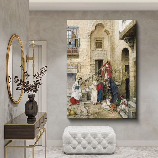 Osman Hamdi Bey - Harem Avlusunda Kadınlar Kanvas Tablo