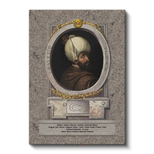 Osmanlı Padişahları - Sultan I. Murad Han Portresi Kanvas Tablo