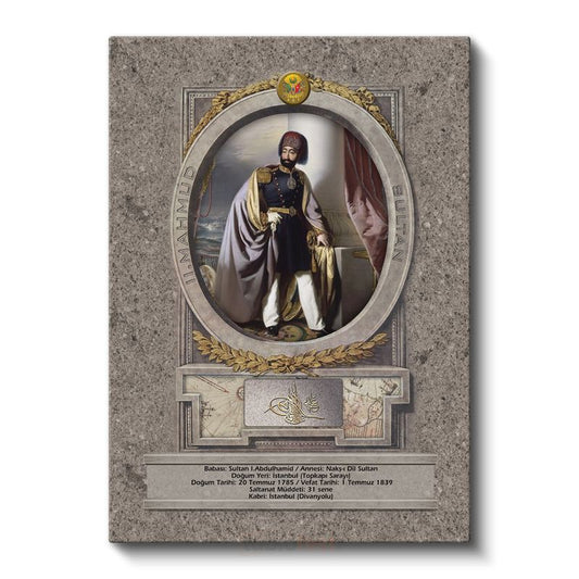 Osmanlı Padişahları - Sultan I. Abdülhamid Portresi Kanvas Tablo