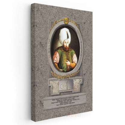 Osmanlı Padişahları - Kanuni Sultan Süleyman Portresi Kanvas Tablo
