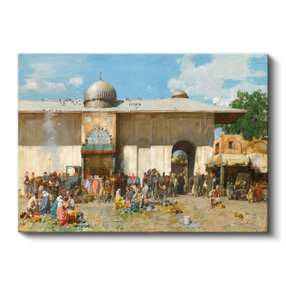 Osmanlı Pazarı - Cami Avlusunda Kurulan Pazar Kanvas Tablo