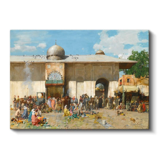 Osmanlı Pazarı - Cami Avlusunda Kurulan Pazar Kanvas Tablo