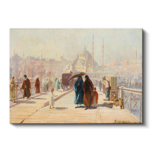 Fausto Zonaro - İstanbul İskelesi Kanvas Tablo
