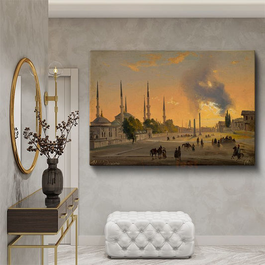 Sultanahmet - Gün Batımında Cami Silueti Kanvas Tablo