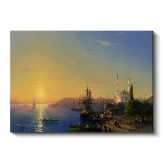 İstanbul Silueti - Gün Batımında Boğaz Manzarası Kanvas Tablo