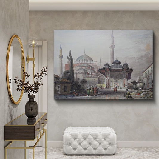 Ayasofya Camii - Osmanlı Döneminde İhtişamlı Görünüm Kanvas Tablo