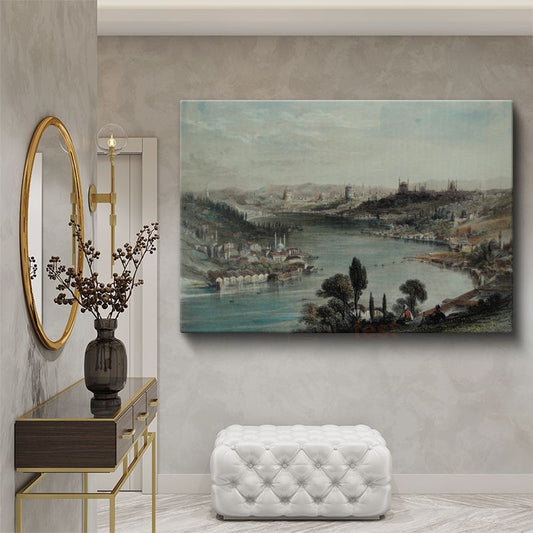 İstanbul Panorama - Haliç ve Şehir Manzarası Kanvas Tablo