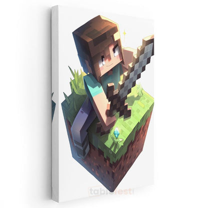 Minecraft - Savaşçı Steve Küp Dünyasında Kanvas Tablo