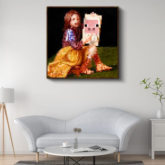 Minecraft - Pigscene Piksel Kanvas Tablo