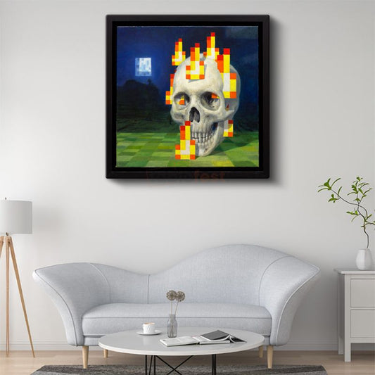 Minecraft - Skull On Fire Kanvas Tablo