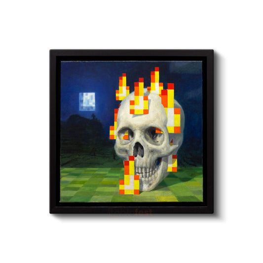 Minecraft - Skull On Fire Kanvas Tablo