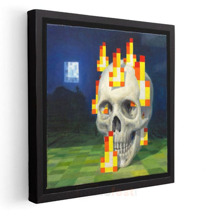 Minecraft - Skull On Fire Kanvas Tablo
