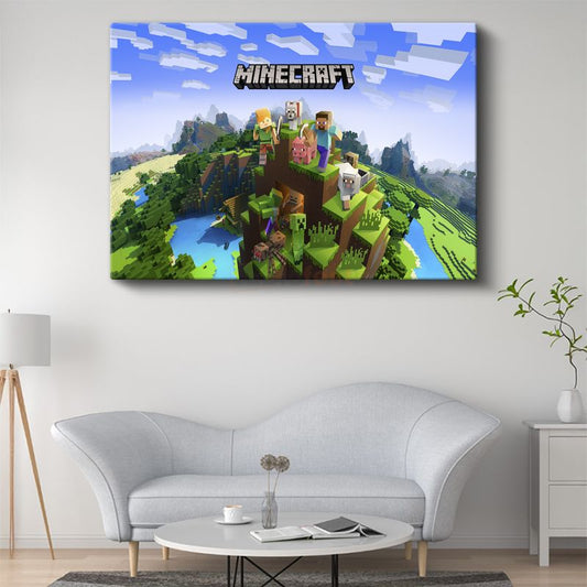 Minecraft - Macera Ekibi Tepe Üzerinde Kanvas Tablo