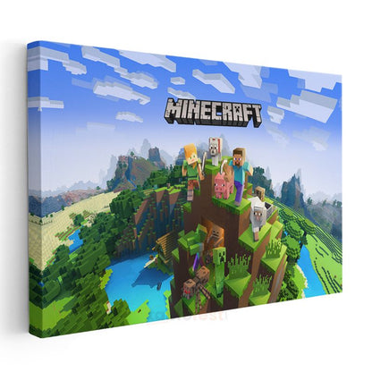 Minecraft - Macera Ekibi Tepe Üzerinde Kanvas Tablo