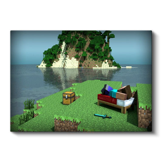Minecraft - Deniz Kenarında Kamp Kanvas Tablo