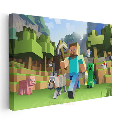 Minecraft - Vahşi Doğada Yaşam Kanvas Tablo