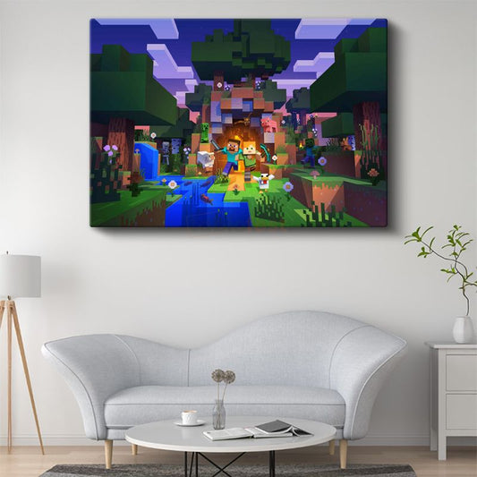 Minecraft - Gece Kampı Kanvas Tablo