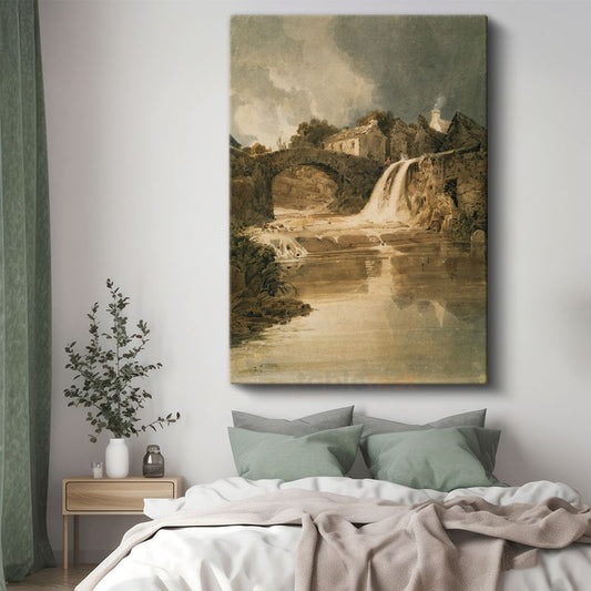 J.M.W. Turner - Taş Köprü ve Şelale Kanvas Tablo