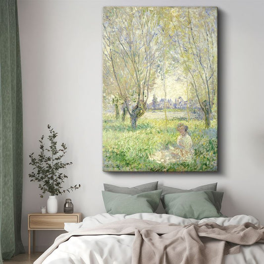 Claude Monet - Söğüt Ağaçları Altında Kadın Kanvas Tablo