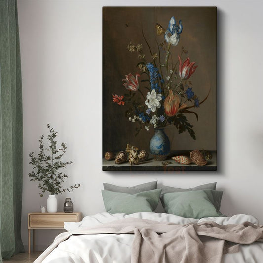 Balthasar van der Ast - Çiçekler ve Deniz Kabukları Kanvas Tablo