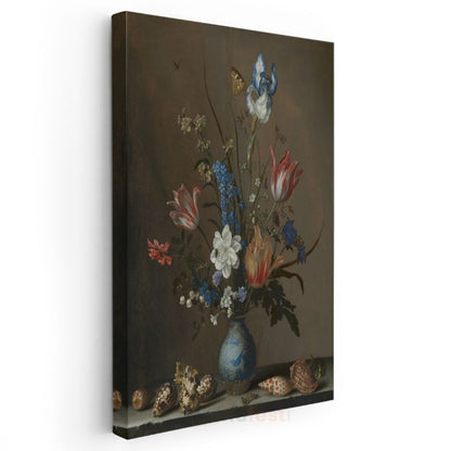 Balthasar van der Ast - Çiçekler ve Deniz Kabukları Kanvas Tablo