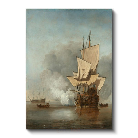 Willem van de Velde - Denizde Yelkenliler Kanvas Tablo