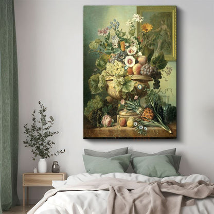 Jan Davidsz de Heem - Meyveler ve Çiçekler Natürmortu Kanvas Tablo