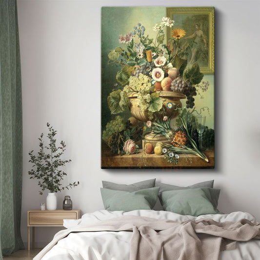 Jan Davidsz de Heem - Meyveler ve Çiçekler Natürmortu Kanvas Tablo