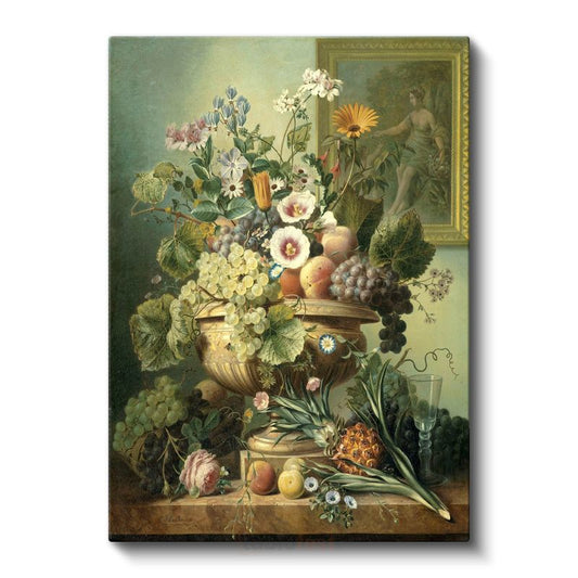 Jan Davidsz de Heem - Meyveler ve Çiçekler Natürmortu Kanvas Tablo