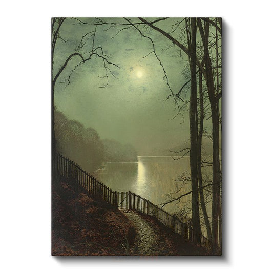 John Atkinson Grimshaw - Göl Kenarında Ay Işığı Kanvas Tablo